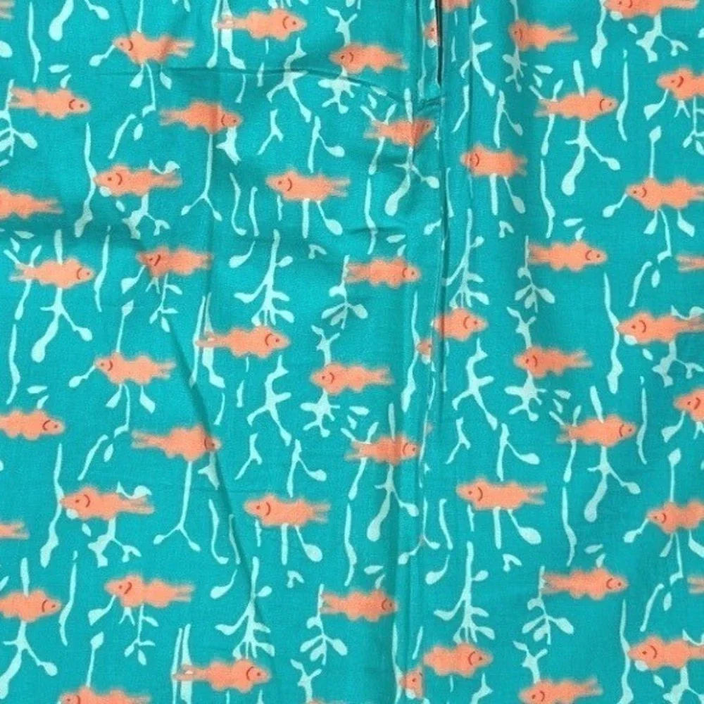 Lilly Pulitzer Womens Skirt Teal Fish Coral Print Mini Cotton Art A-Line Sz 10P